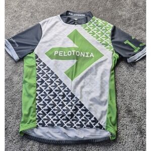 Primal Cycling Jersey Mens L‎ Green Gray Short Sleeve Pelotonia 3/4 zip